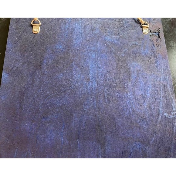 ❕3/$15❕WELCOME door sign 9.5 Square Solid wood stained blue - Picture 4 of 4